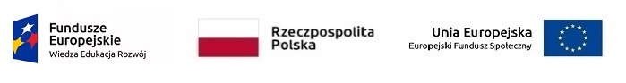Logo Fundusze Europejskie, Rzeczpospolita Polska, Unia Europejska Europejski Fundusz Społeczny